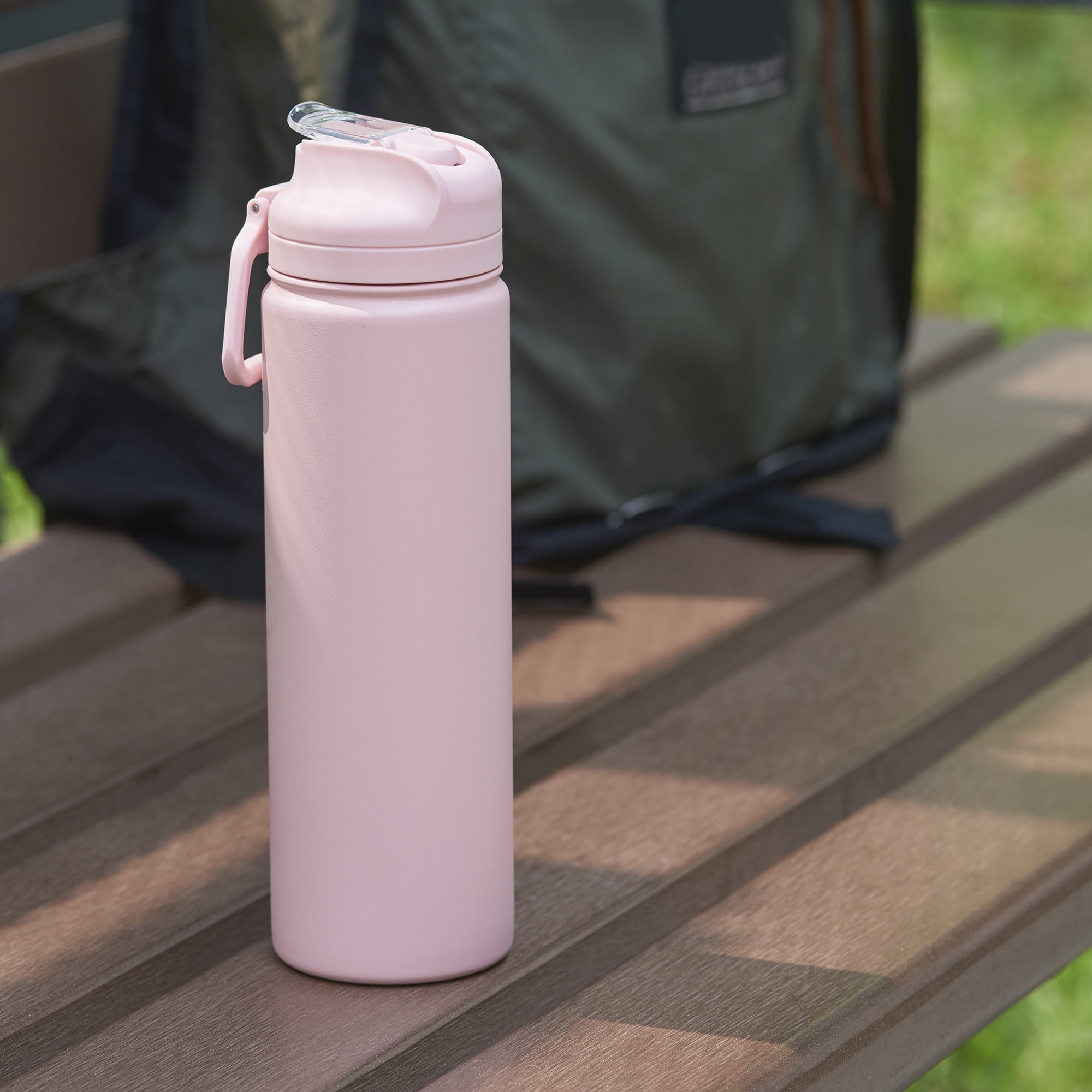 Mainstays 24 fl oz Pearl Blush Solid Print Insulated Stainless Steel Water Bottle with Flip-Top Lid