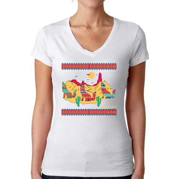 Women's New Mexico Shirt - V-neck - NM State USA gift - Graphic Novelty Souvenir