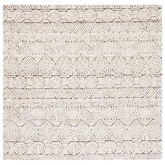 SAFAVIEH Classic Vintage Nina Geometric Area Rug, Natural/Ivory, 6' x 6' Square