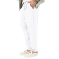 thumbnail image 3 of Innerwin Trousers Drawstring Men Bottoms Holiday High Waist Lightweight Summer Pants White S, 3 of 4