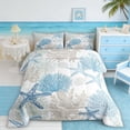 thumbnail image 2 of Manfei Simple Blue Starfish Coral Queen Comforter Set for Kids Boys and Girls, Coastal Bedding Comforter Set, Reversible 3 Pieces, 1 Comforter and 2 Pillowcases, 2 of 6