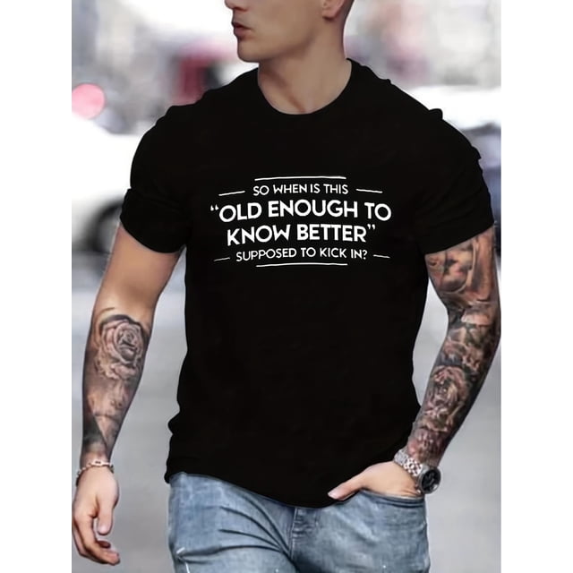 Camiseta con estampado de eslogan elegante para hombre, camiseta gráfica, ropa de verano para hombre, camisetas para adultos, hombres, mujeres, adolescentes, jóvenes.