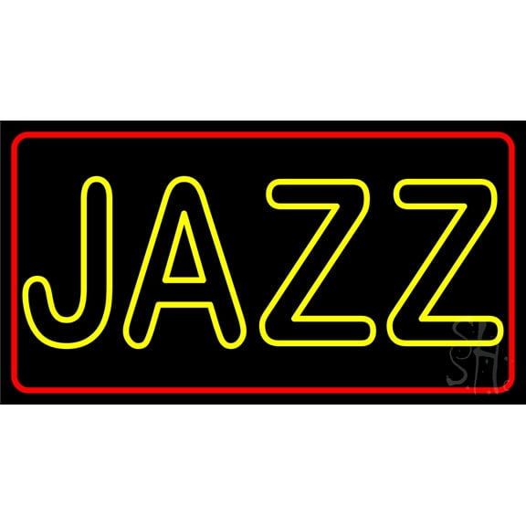 Jazz With Border 1 LED Neon Sign 13" Tall x 24" Wide - inches Black Square Cut Acrylic Backing, with Dimmer - Premium built indoor Sign for Studio, Club, Home décor, Event, Workshop, Storefront.