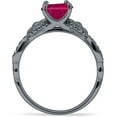 thumbnail image 6 of Vintage Style Sunflower Round Ruby Cubic Zirconia Black Tone 925 Sterling Silver, Size 9, 6 of 7