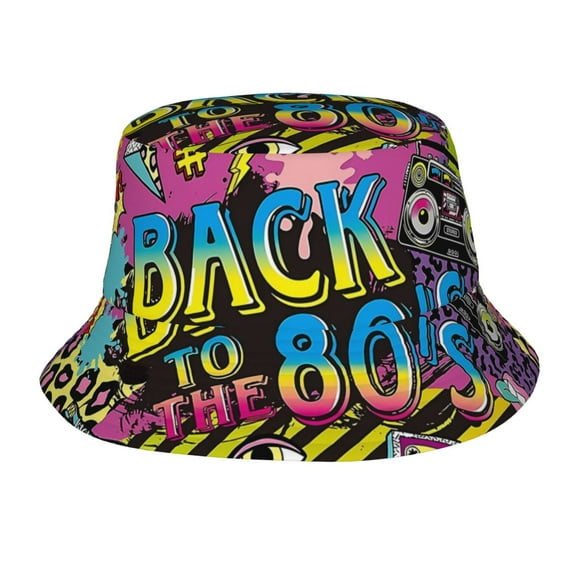 80s 90s Fashion Retro Bucket Hat for Men Women Funny Summer Beach Fishing Hat Packable Outdoor Sun Fisherman Hat