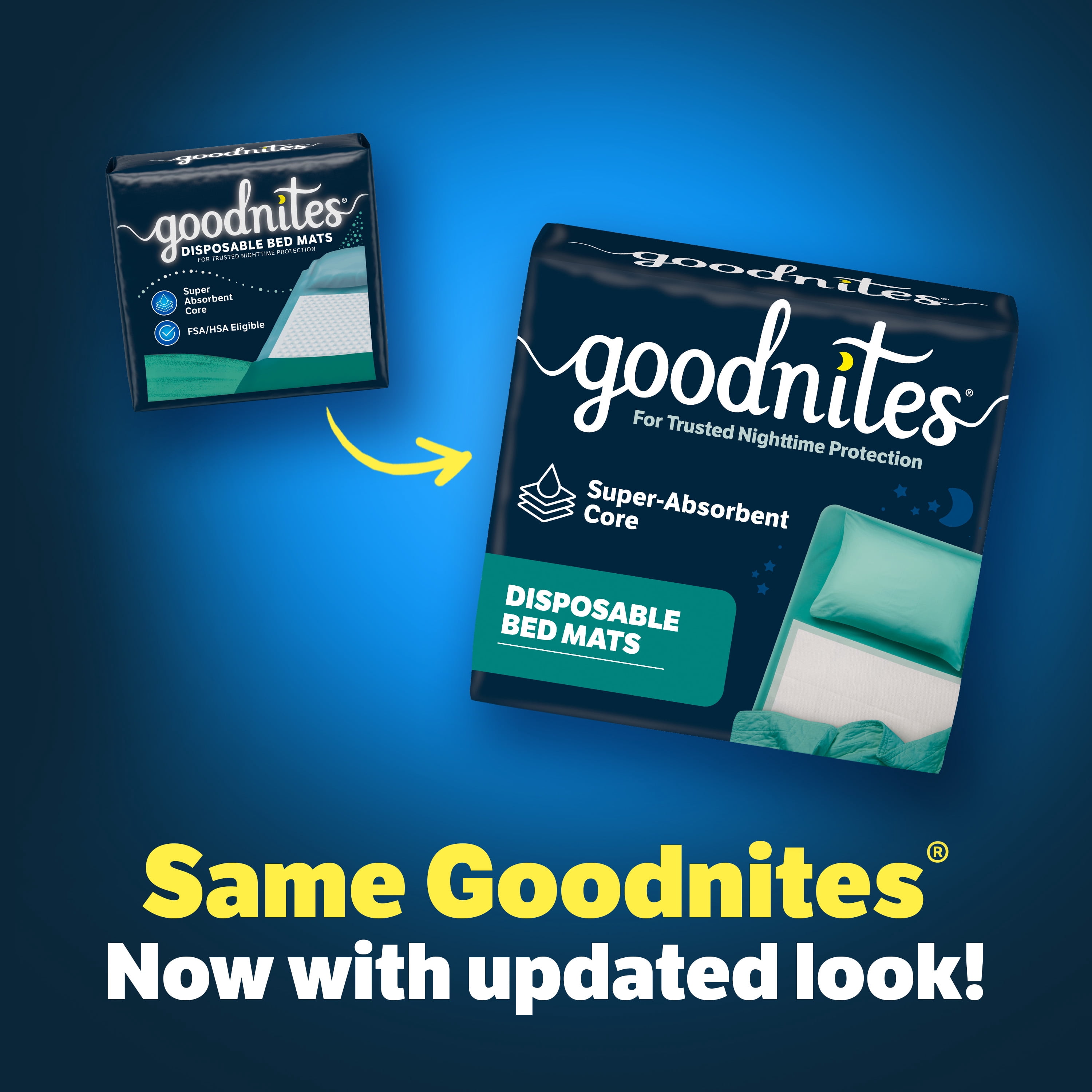 (2 pack) Goodnites Disposable Bed Pads for Bedwetting, 2.4 x 2.8 ft, 9 Count