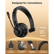 AOC Wireless Headset with AI Noise-Canceling Microphone, Bluetooth Headphones, for Home Office Remote Work Zoom, Black