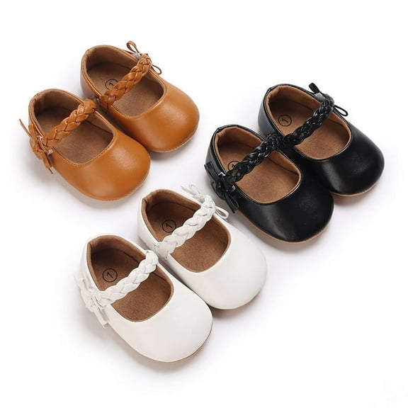 Yoyauz Baby Girl Mary Jane Shoes Anti Slip Rubber Sole Ballet Slippers Princess Dress Wedding Shoes Newborn Kids Shoes Toddler Shoes(0-12 Month)