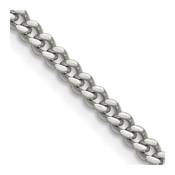 Stainless Steel Curb Chain Styles Necklace Chisel Polished 4 mm 18 inch