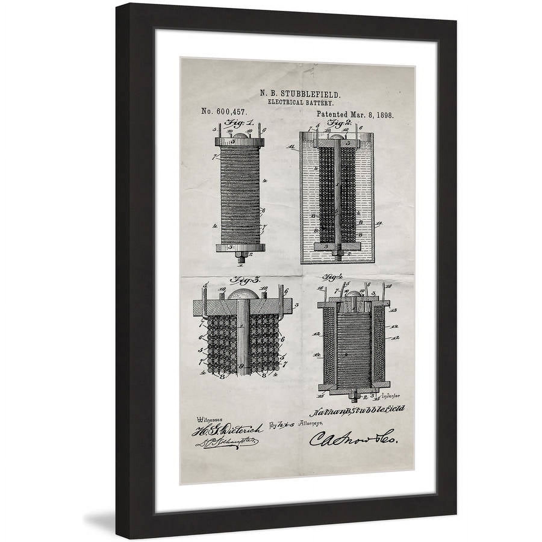 "Battery 1898 Old Paper" Framed Painting Print