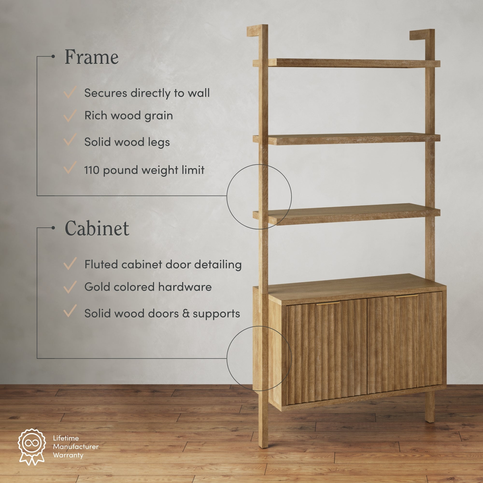 Free Shipping! Nathan James Jasper 3-Shelf Modern Wooden Bookcase