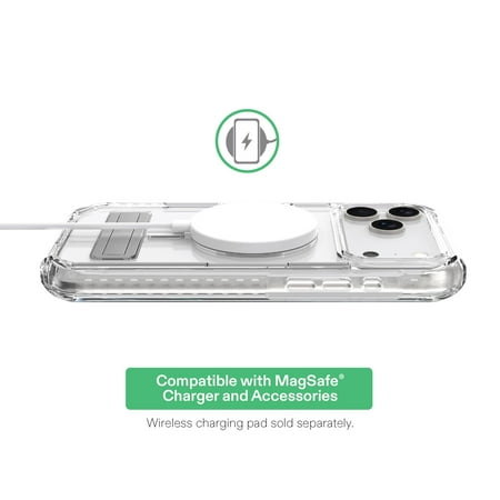 onn MagSafe Compatible Rugged Phone Case with Kickstand for iPhone 17 Pro Max - Clear