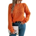 thumbnail image 3 of Sweaters for Women Fall Fashion 2025 Trendy Long Sleeve Pullover Lantern Knit Sweater Tops Orange Color L, 3 of 9