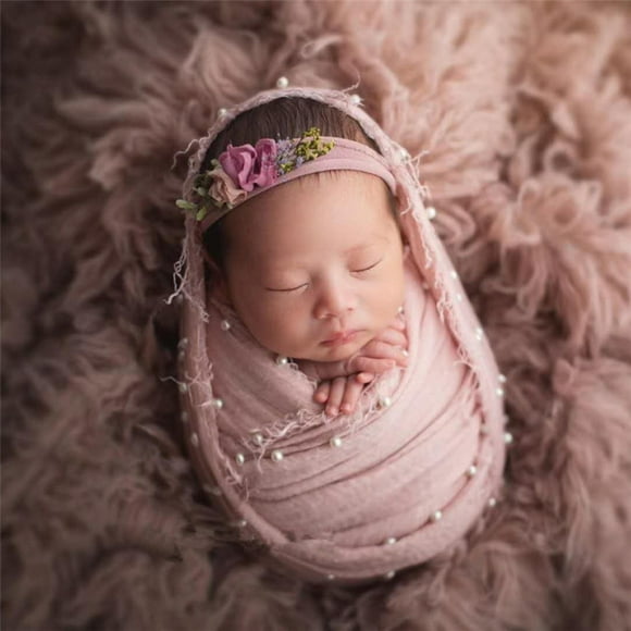Outgeek Newborn Baby Photography Props 2PCS Baby Photo Prop Cotton Elastic Baby Swaddle Wrap Baby Photography Wrap 