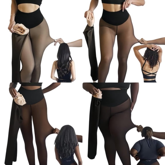 purcolt Womens Fleece Lined Tights Leggings High Waist Thermal Warm Thick Pantyhose Fake Translucent Top-Reinforced Stockings