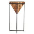 thumbnail image 3 of Ida 30 Inch Pyramid Shape Acacia Wood Side Table With Cross Iron Base- Brown, 3 of 5