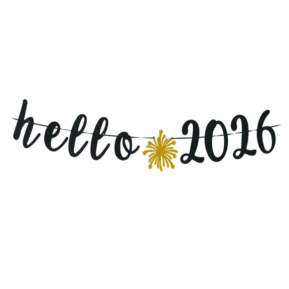 Hello 2026 Banner- Happy New Year 2026 Party Supplies,2026 New Years Eve Sign for New Years Decorations