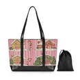 thumbnail image 7 of FORMRS Canvas Laptop Tote Bag for Women with 15.6" Computer Compartments Shoulder Handbag, Pink Christmas House, 7 of 7