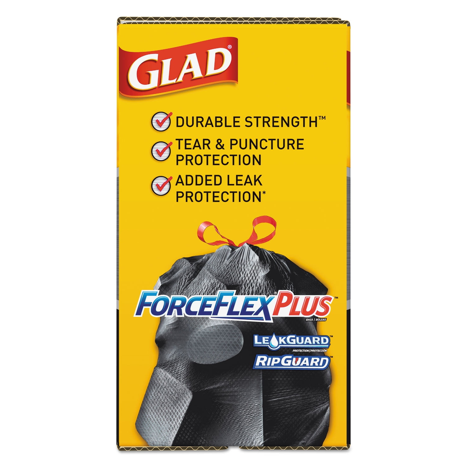 Glad 70358 30 in. x 32 in. 30 gal. 1.05 mil ForceFlexPlus Drawstring Large Trash Bags - Black (70/Carton)