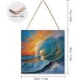 thumbnail image 2 of Zomyto 12x12 In Square Hanging Wood Sign Ocean Wave Wood Plaque Sign, 2 of 8