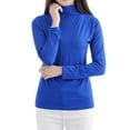 thumbnail image 4 of DuoJiaJ Women's Solid Color Long Sleeve Turtleneck Bottoming Shirt Ladies Thermal Underwear Blue XL, 4 of 4