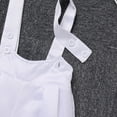 thumbnail image 6 of IBTOM CASTLE Baby Boy White Suit One-Piece Short Sleeve Shirt & Suspenders Short Pants & Bowtie 3pcs Formal Suit Cake Smash Baptism Outfits 0-3 Months White, 6 of 8