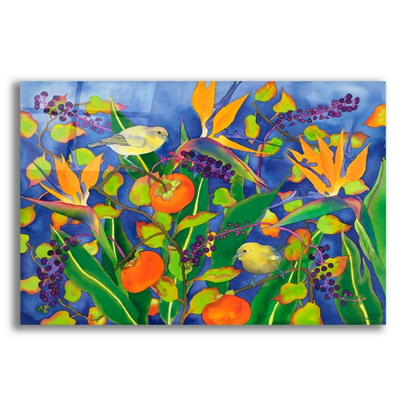 Epic Art 'Amakihi Delight' by Carissa Luminess, Acrylic Glass Wall Art, 24"x16"