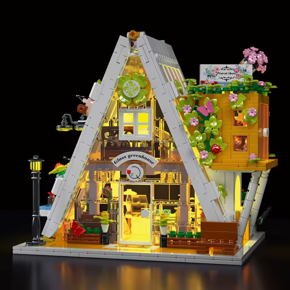 thumbnail image 4 of GZBricker Glass Greenhouse Building Sets Flower House Garden with Light Compatible with Lego Architecture City Street View Display Home Decor for Adults, 4 of 5