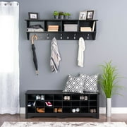 Prepac 24 pair Shoe Storage Cubby Bench, Black
