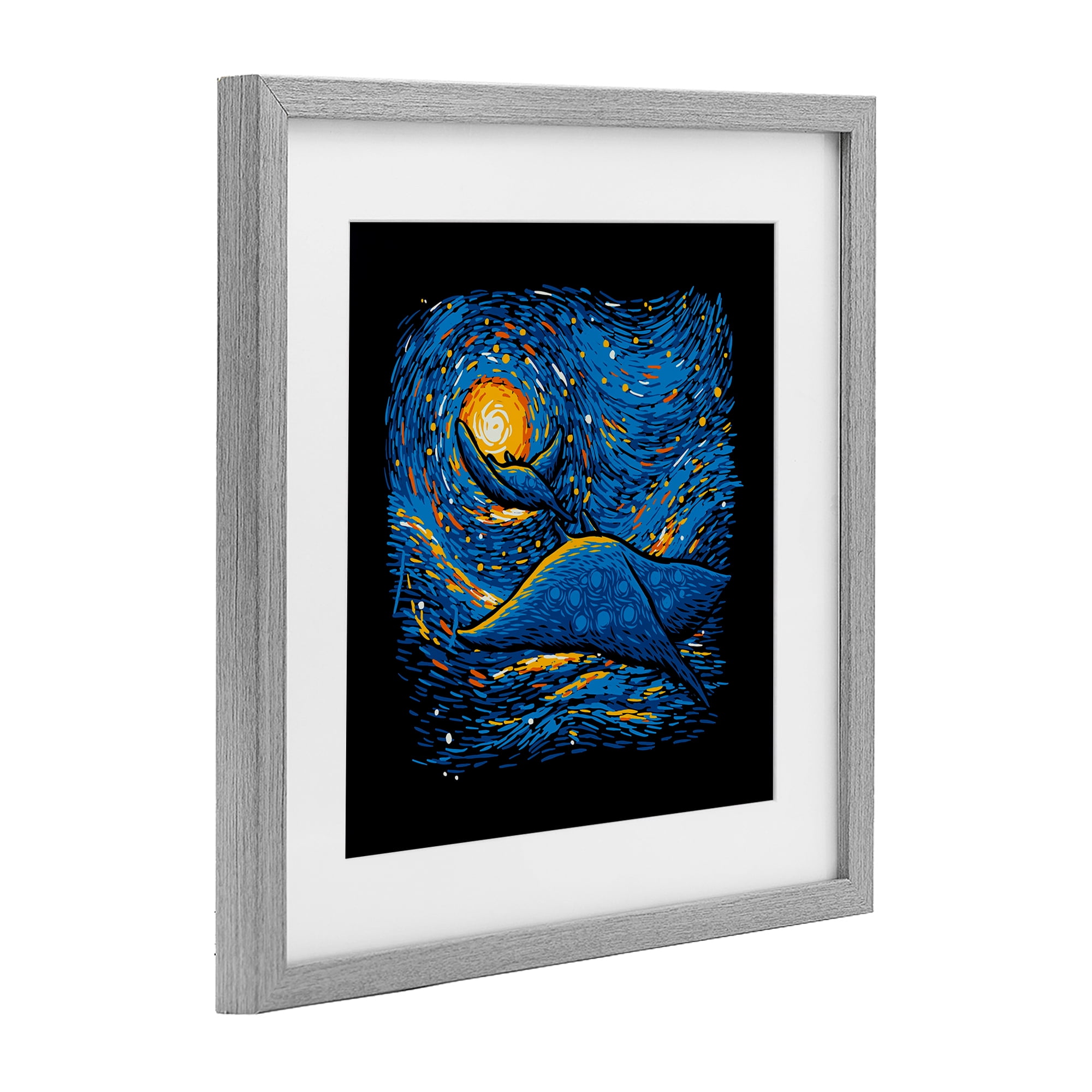 Stupell Industries Impressionist Manta Rays Gray Framed Print Under Glass, design by Tobe Fonseca
