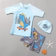 thumbnail image 1 of 1-6 T Baby Toddler Boys 3-piece Swimsuit Rashguard Set Toddler Boy Swimwear Rashguard Shirt Swim Trunk with Cap Outfits Bathing Suit,A7,2-3 Years, 1 of 7
