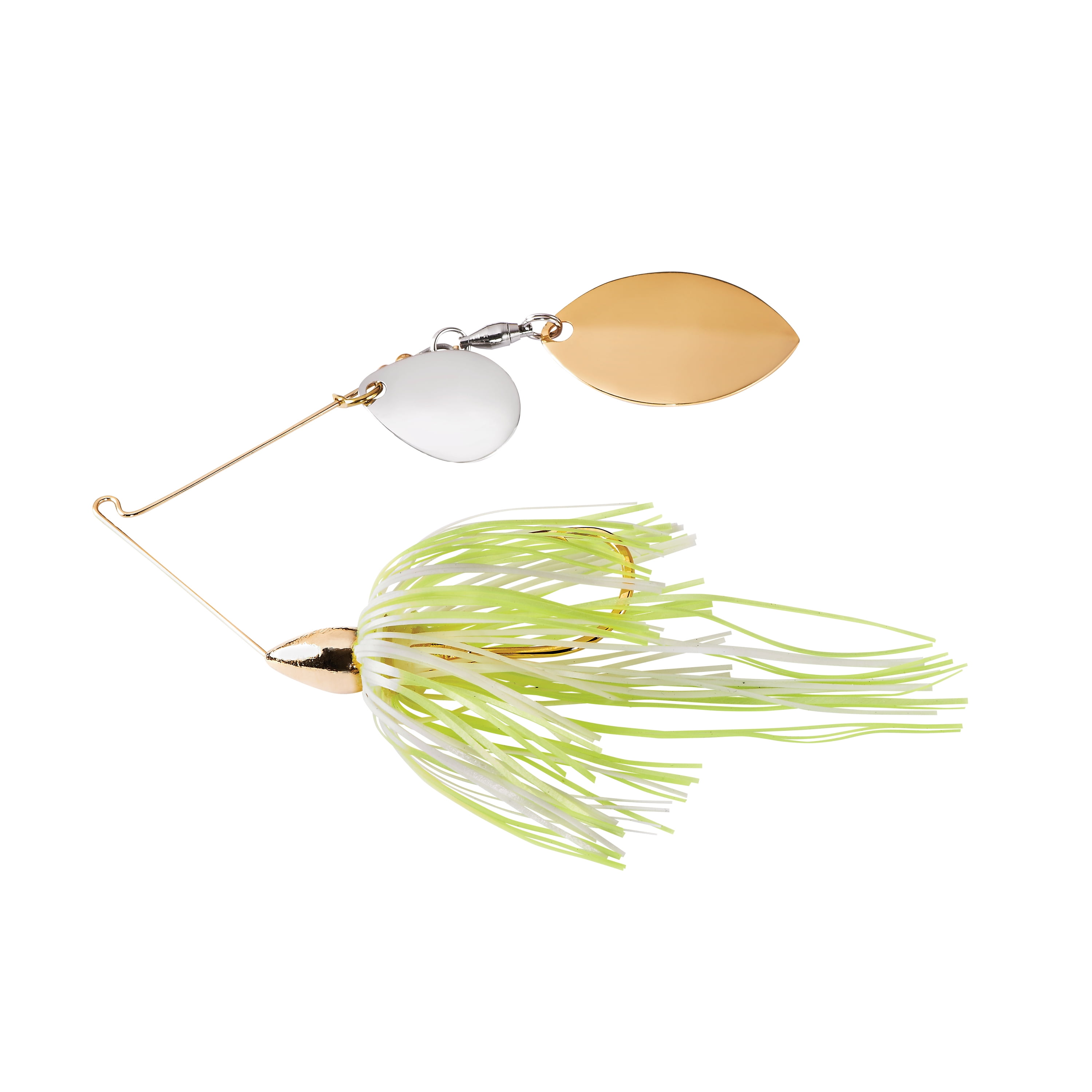 War Eagle Gold Frame Finesse Colorado Turtleback Spinnerbaits Hot White Chartreuse 5/16 oz.