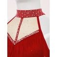 thumbnail image 3 of YiZYiF Kids Girls Tassels Tango Latin Dance Leotard Sleeveless Cutout Back Rhinestones Bodysuit Red 8, 3 of 7