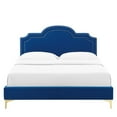 thumbnail image 5 of Platform Bed Frame, Rivet Nailhead, King, Blue Navy, Velvet, Mid Century Bedroom, Modern Contemporary Boutique HB35446, 5 of 12