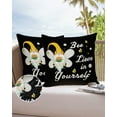 thumbnail image 6 of Pack of 2 Outdoor Pillow Covers, Bee Lieve In Yourself Gnomes Sunflower Black Waterproof Square Throw Pillowcase Cushion Decorative Pillow Covers for Couch Patio Tent, 16x16 in, 6 of 6
