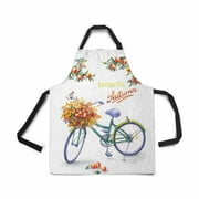 ASHLEIGH Romantic Autumn Fall Bicycle Bike Tree Branch Apron for Women Men Girls Chef with Pockets Watercolor Goldfinches Unisex Adjustable Bib Apron Kitchen for Cooking Baking Gardening Home