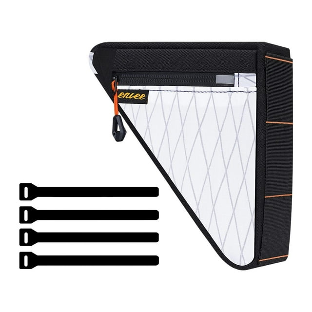 Bolsa para cuadro de bicicleta, práctica y compacta, triangular, fácil de instalar, para el tubo superior Blanco