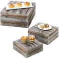 thumbnail image 3 of MyGift Torched Brown Wood Stackable Display Cake Stand, Dessert Box Riser, Set of 3, 3 of 6