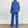thumbnail image 5 of Womens Sweater Sets 2 Piece Outfits Long Sleeve Turtleneck Knit Pullover Sweater Top and Ribbed Wide Leg Pants Royal Blue 2XL, 5 of 6