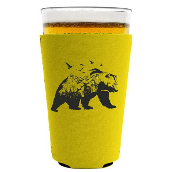 Mountain Bear Pint Glass Coolie (Yellow)