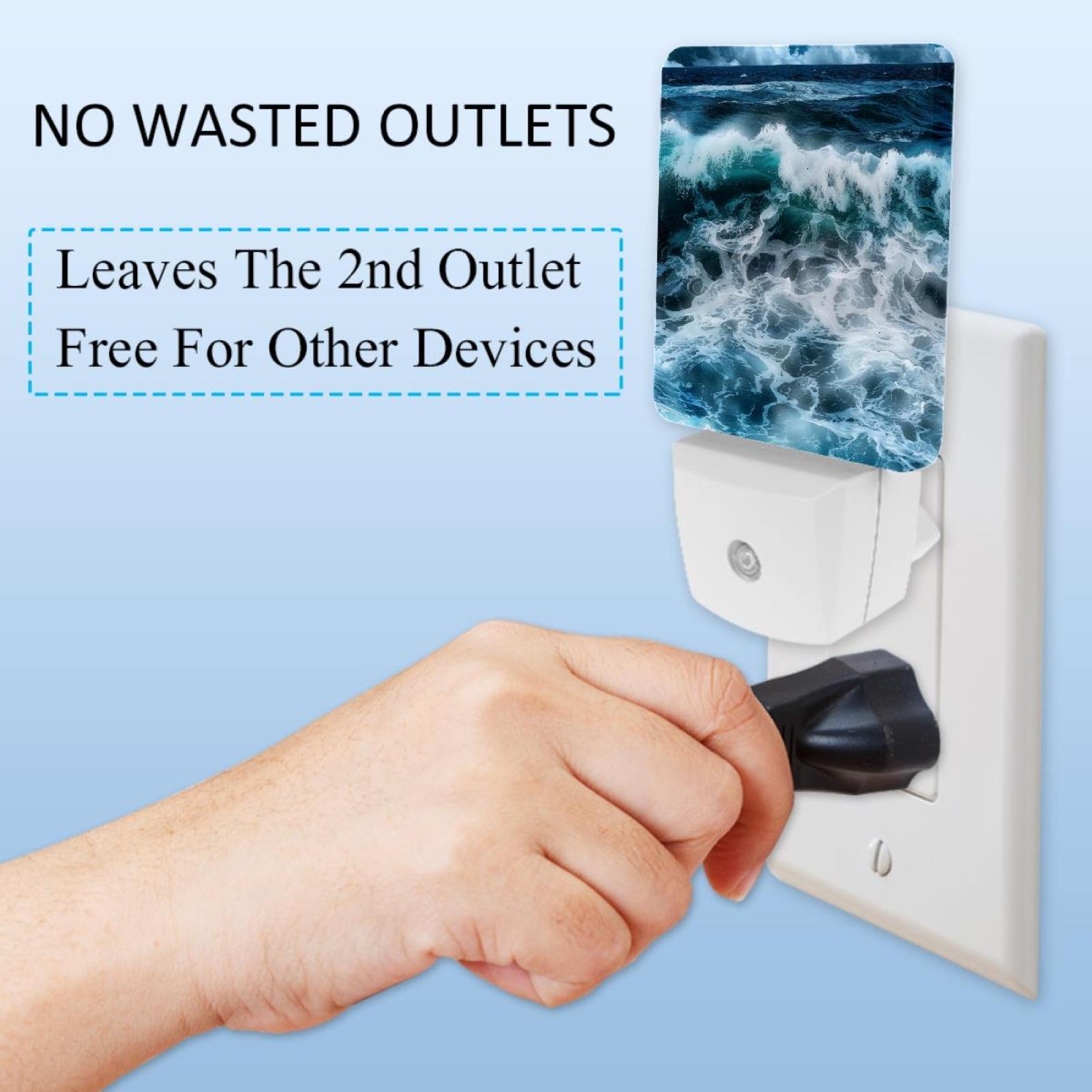 PhooArto Sea Ocean Waves Plug in LED Night Light Auto Sensor Dusk to Dawn Decorative Night for Bedroom, Bathroom, Kitchen, Hallway, Stairs, Baby's Room, Energy Saving