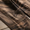 thumbnail image 4 of SWSMCLT Men's Patchwork Mid Rise Casual Slim Fit Pants Vintage Jeans Stretch Fall Straight Leg Casual Pants Coffee 30, 4 of 4