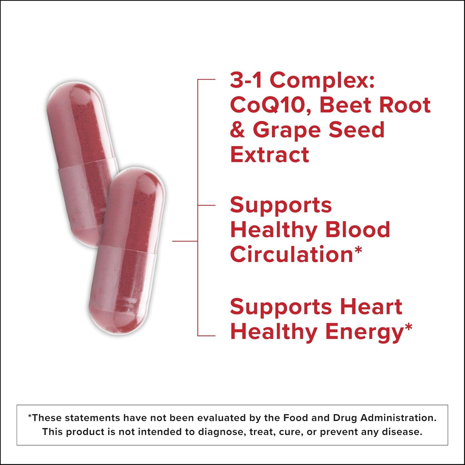 Qunol  Beet Root Capsules, 3 in 1 Beets + CoQ10 + Grape Seed Extract, 60 Count (Pack of 2)