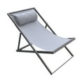 thumbnail image 1 of Benjara Textilene Upholstered Deck Chair with Padded Headrest, Gray, 1 of 5