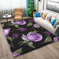 thumbnail image 2 of Rug for Living Room 5x7 Purple Rose Washable Area Rugs Non Slip Floor Rugs for Indoor Floor Office Rug Room Rug Entrance Decor, Black 8, 2 of 7