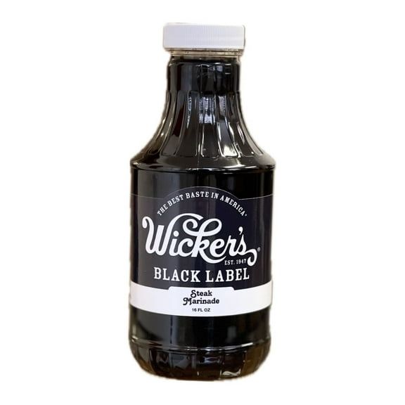 Wicker’s Black Label Steak Marinade, 16 fl oz Bottle – Savory Soy-Based Marinade for Steaks and Stir-Fry