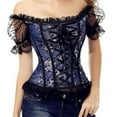 thumbnail image 7 of Aboser Womens Corset Tops Trendy Plus Size Brocade Lace Trim Bustier Top Short Sleeve Boned Overbust Corsets Bodyshaper Going Out Tops, 7 of 7