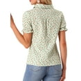 thumbnail image 3 of INSPIRE CHIC Mother's Day Women's Frilled Tops Bubble Sleeves Peter Pan Collar Floral Print Cotton Blouses S Light Green, 3 of 6