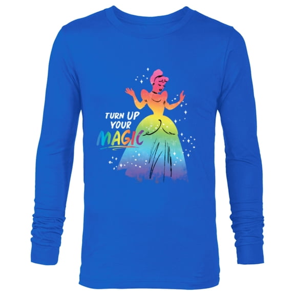 Disney Princess Cinderella Rainbow Turn Up Your Magic- Long Sleeve T-Shirt for Men - Customized-Navy