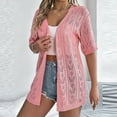 thumbnail image 2 of Fozruso Women's Hollowed Out Short Sleeved Knitted Cardigan Vacation Sun Cardigan, 2 of 6